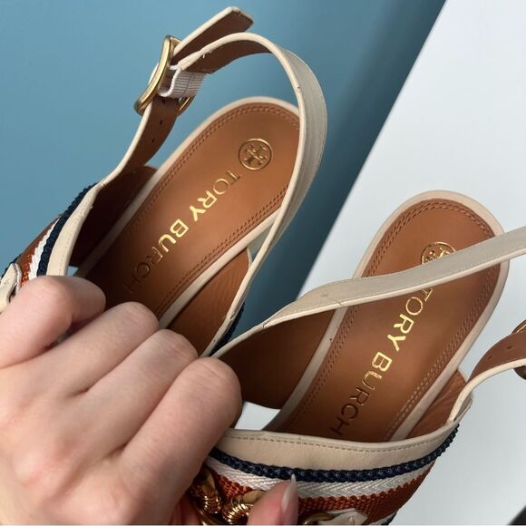 TORY BURCH Dulce De Leche Jessa Block Heel Sandals Miller Minnie Sz. 11 - Picture 7 of 13